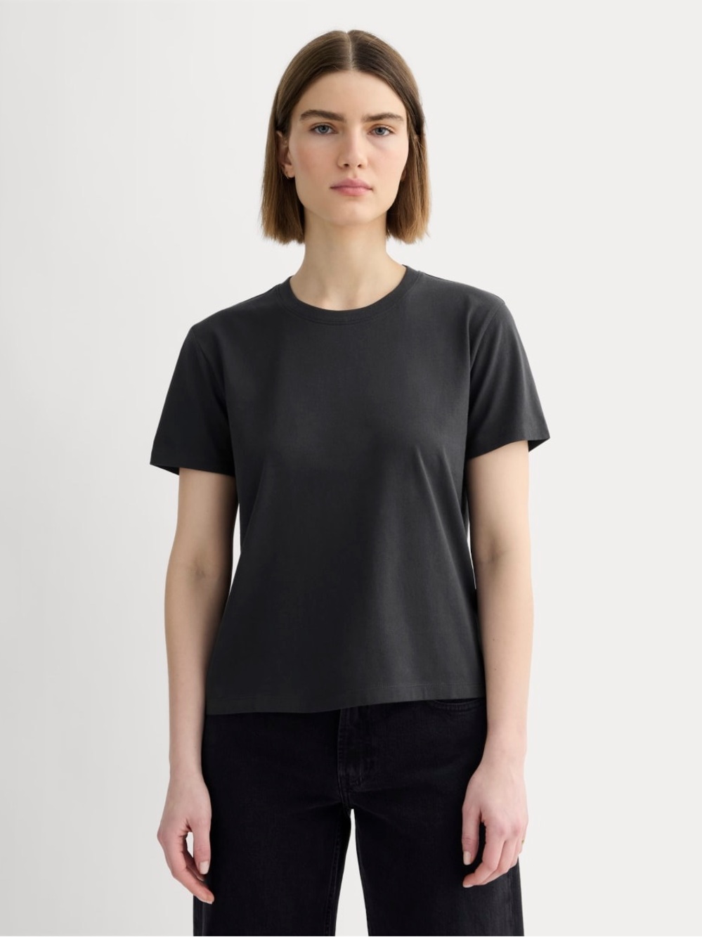 New Everlane The Organic Cotton Box-Cut Tee (No Pocket) in Washed Black Size L